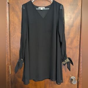 Black Dress with Embellished Sleeves